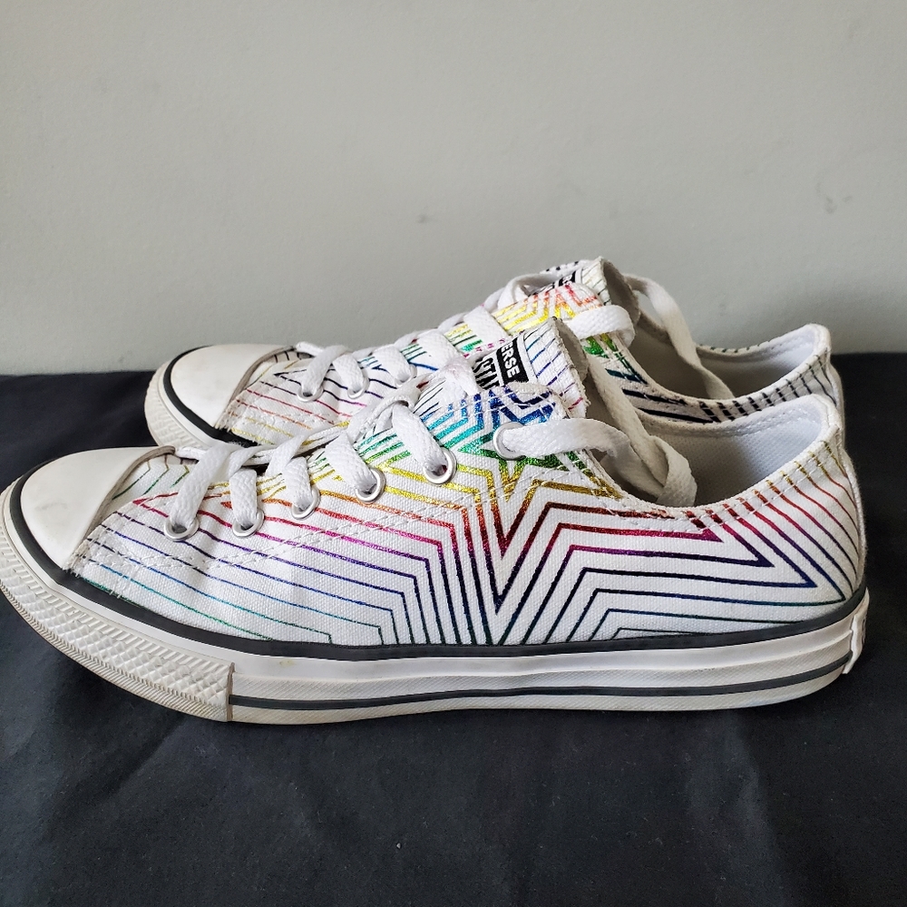 CONVERSE ALL STAR Women's Iridescent Shooting Star Low Top Sneakers, Shoes - Picture 5 of 10